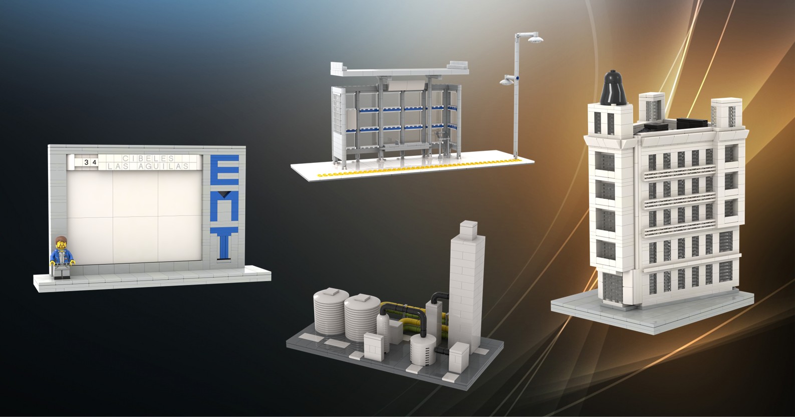 Miniaturas y Accesorios MOC Modelos arquitectónicos de edificios urbanos en escala.